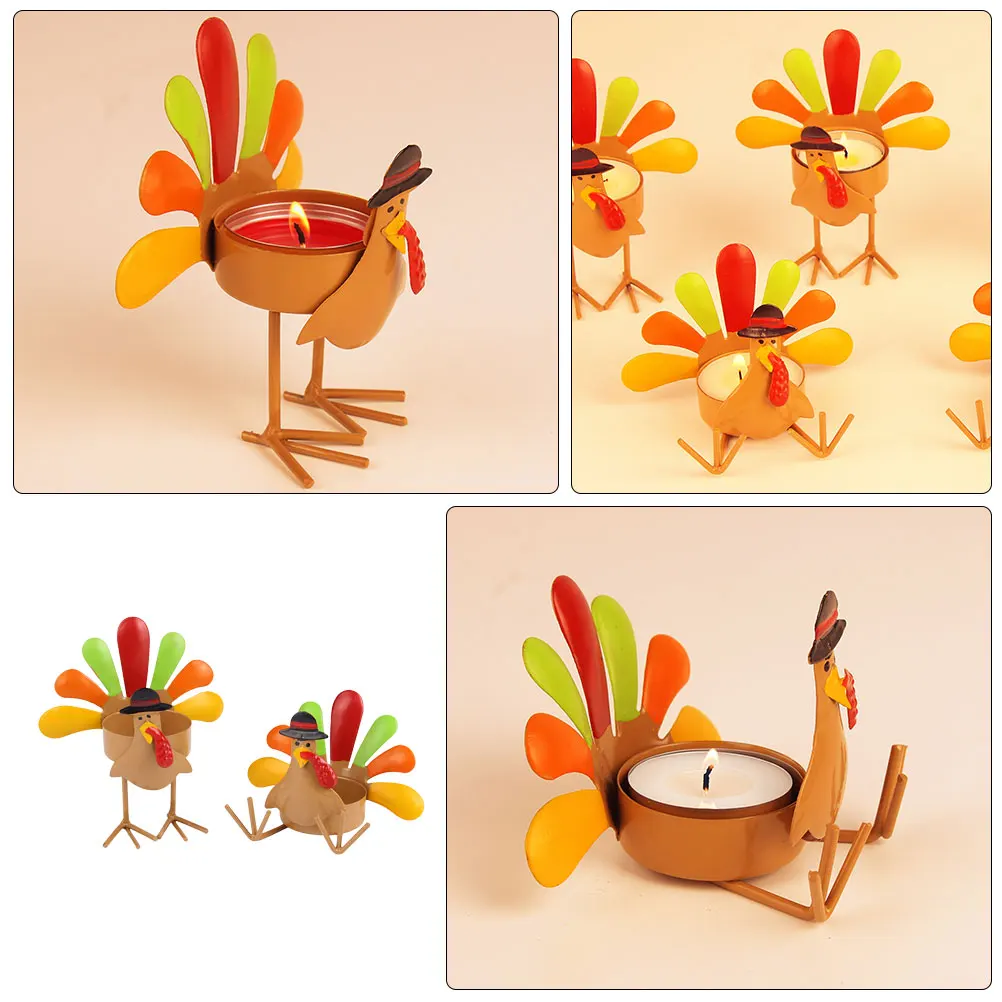 

2pcs Thanksgiving Holder Iron Metal Decorative Stand For Pillar Candles Tea Light Holder Sturdy Turkey Centerpiece