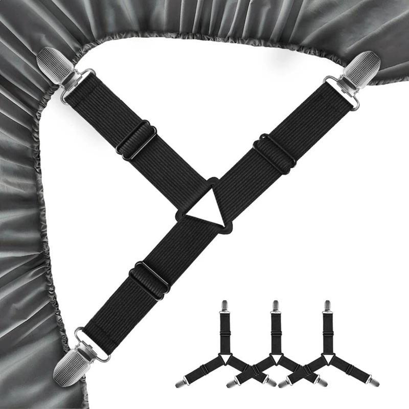 Uchwyt antypoślizgowy pasek na prześcieradło regulowane elastyczne zapięcia z żelaznymi klipsami, uchwyt na prześcieradło dla dopasowane prześcieradła, łatwy montaż