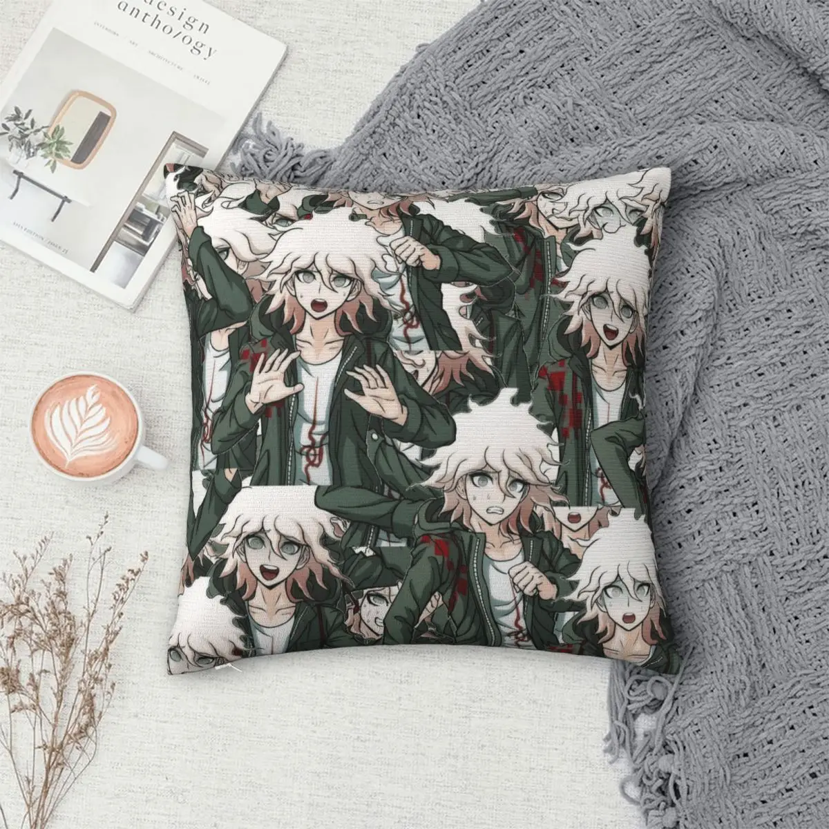 Nagito Komaeda Danganronpa Trigger Happy Havoc Game Square Pillowcase Pillow Cover Cushion Zip Comfort Throw Pillow for Home Car