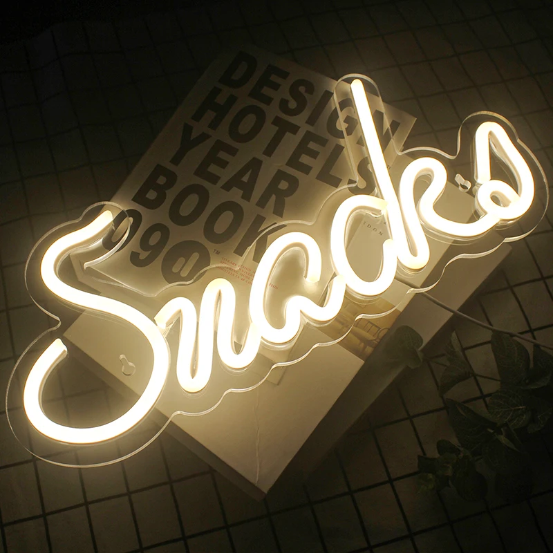 Ineonlife snack Neon Sign Custom Made Light Shop Room Home Hanging Art USB Acrylic Bar Party Club Festival Led Wall Decor Gift