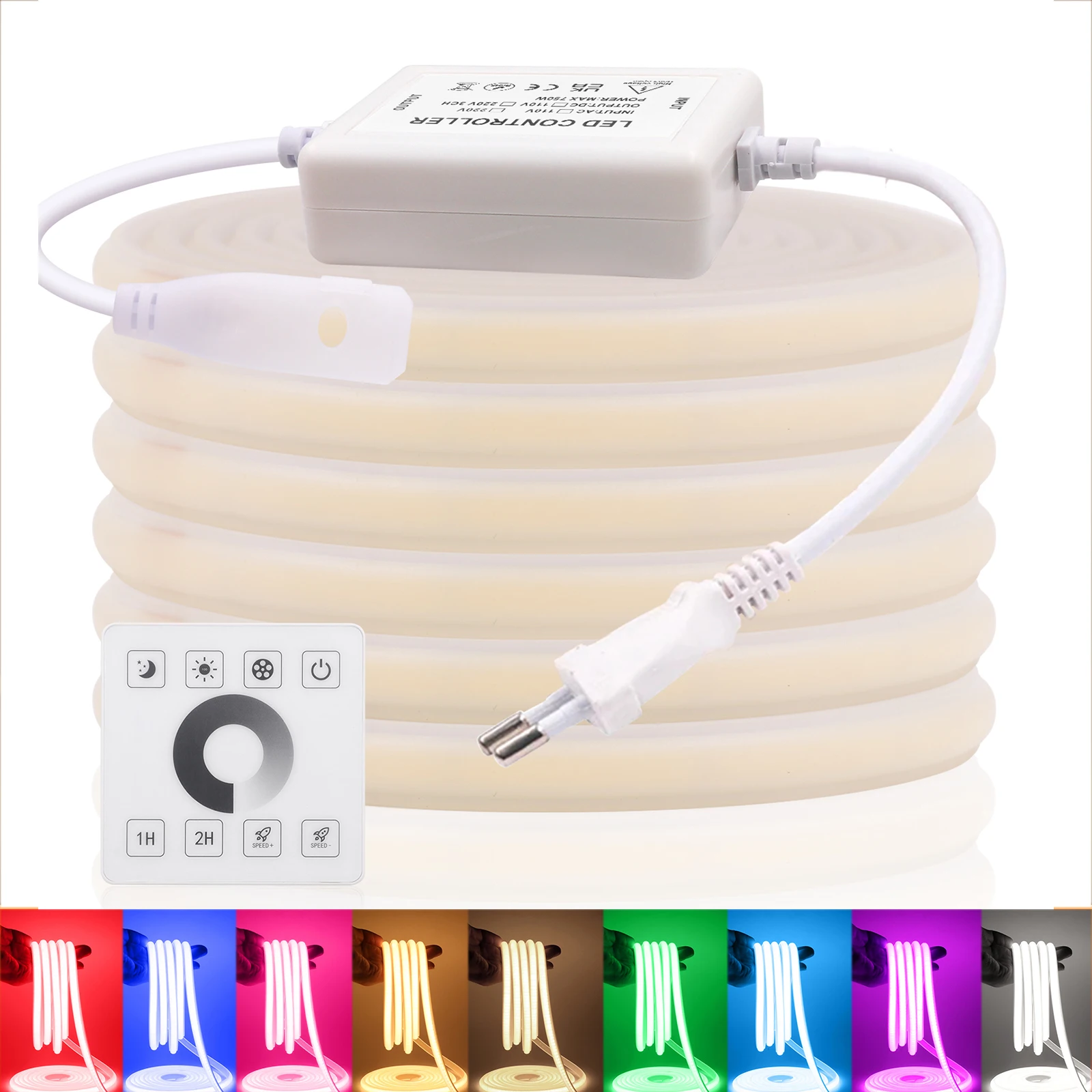 

Dimmerable COB Neon Light AC 220V With Touch Remote White/Red/ Ice Blue/ Pink/ Yellow/ Purple/ Green Waterproof Tape LED Strip