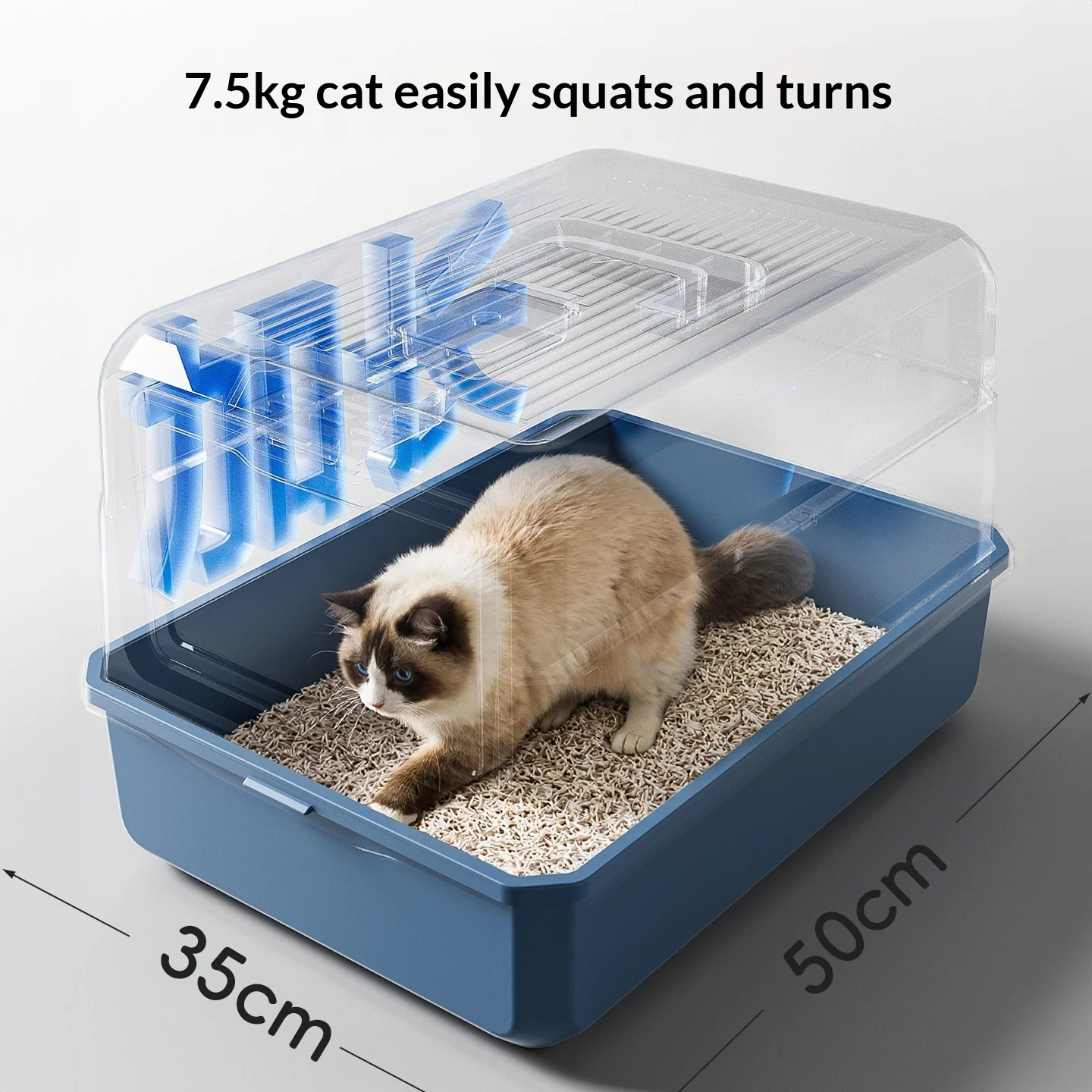 Caja de arena cerrada extra grande para gatos, antisalpicaduras - imagen 3