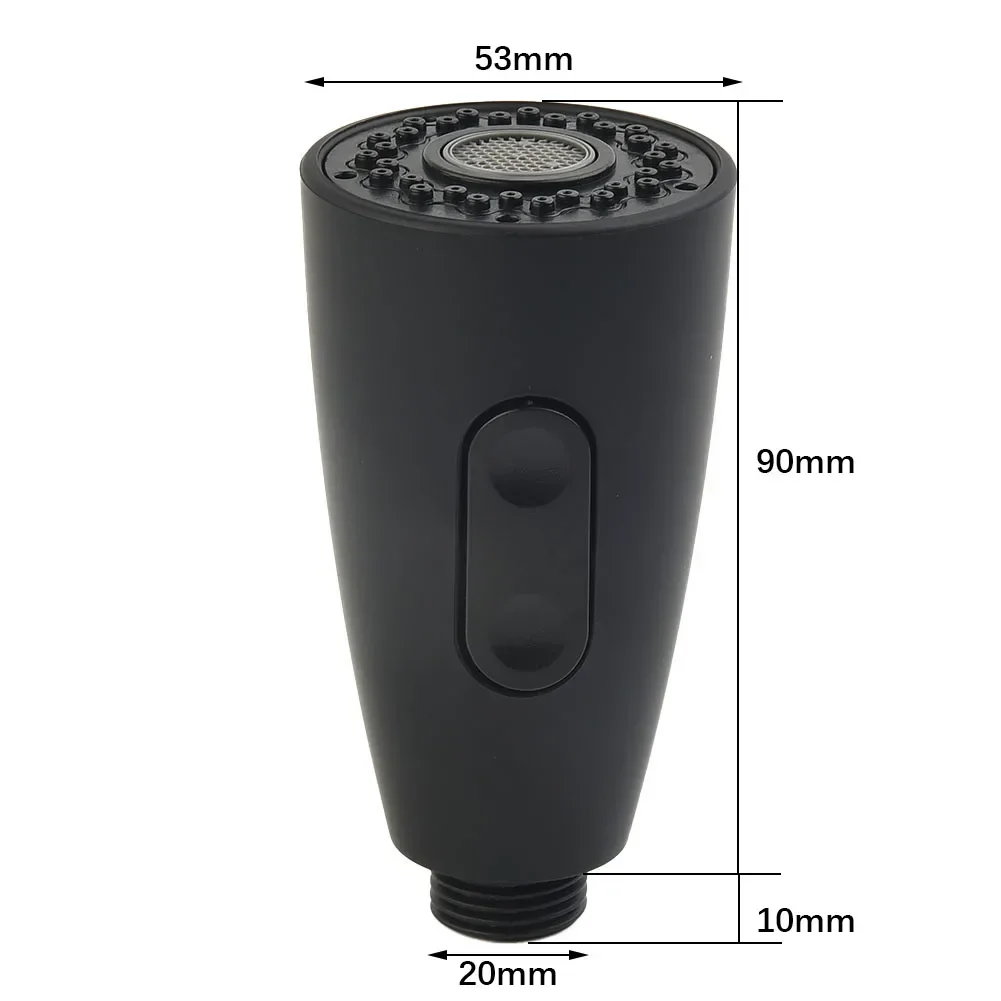 Water Saving Aerator Spray Tap Head 1/2 In ABS Black Brushed Two Spray Style Housework Kitchen 360° New Rotate