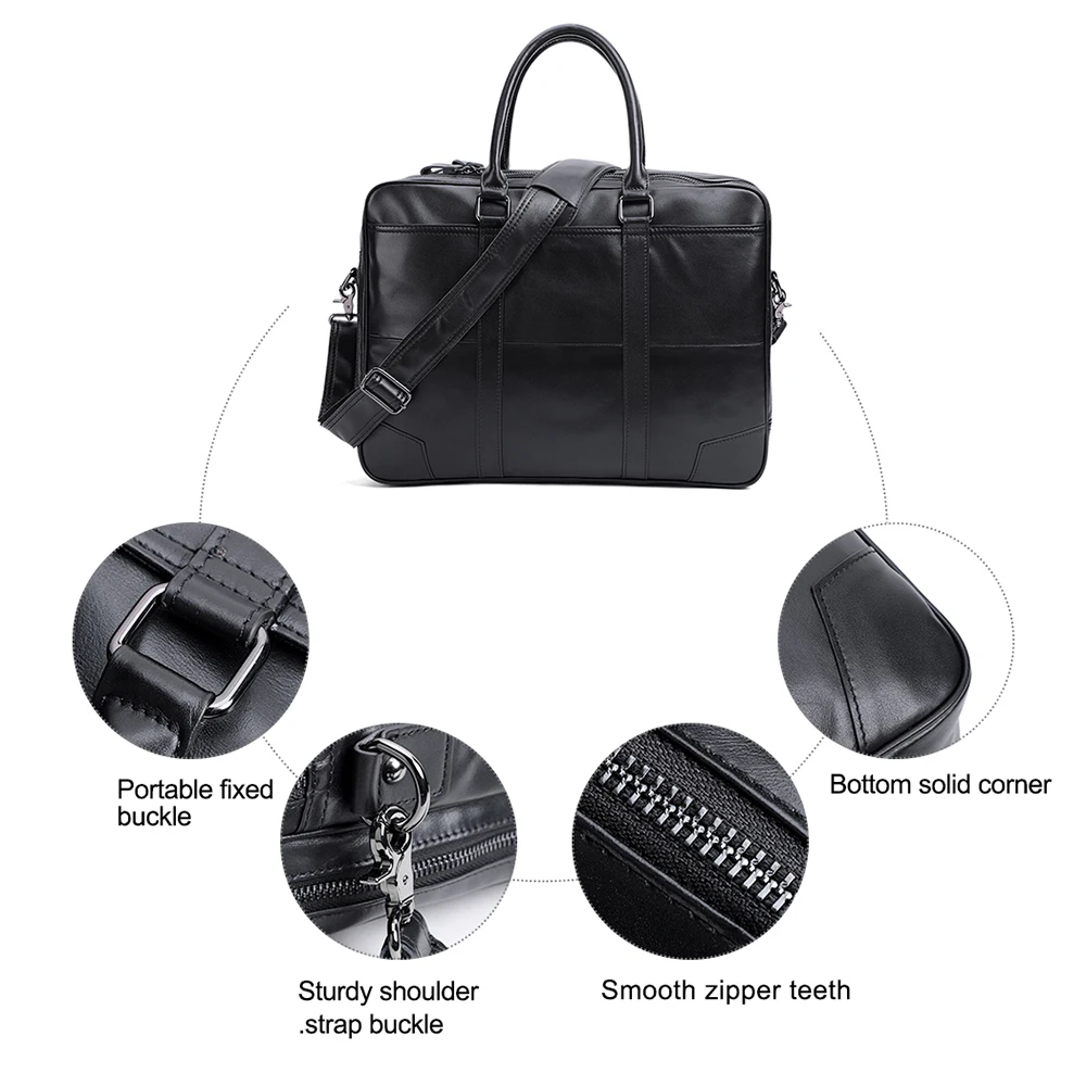 Genuine Leather Business Bag15.6" Laptop Tote Briefcases Office Messenger Crossbody Bags Shoulder Handbags for Documents