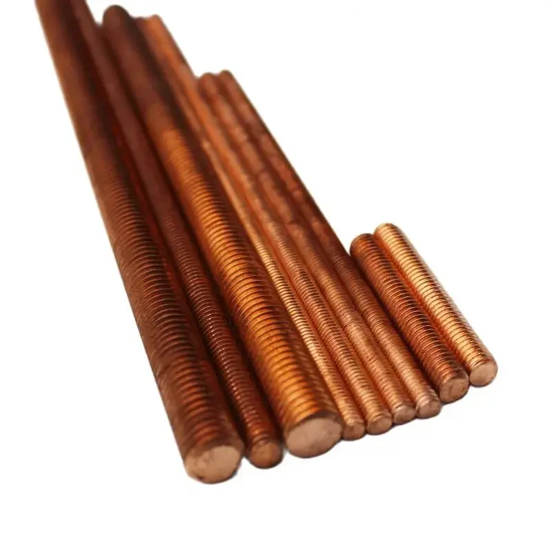 Pure Copper Threaded Rods Metric Thread Stud Bolts M4 M5 M6 M8 M10 M12 M16 M18 M20