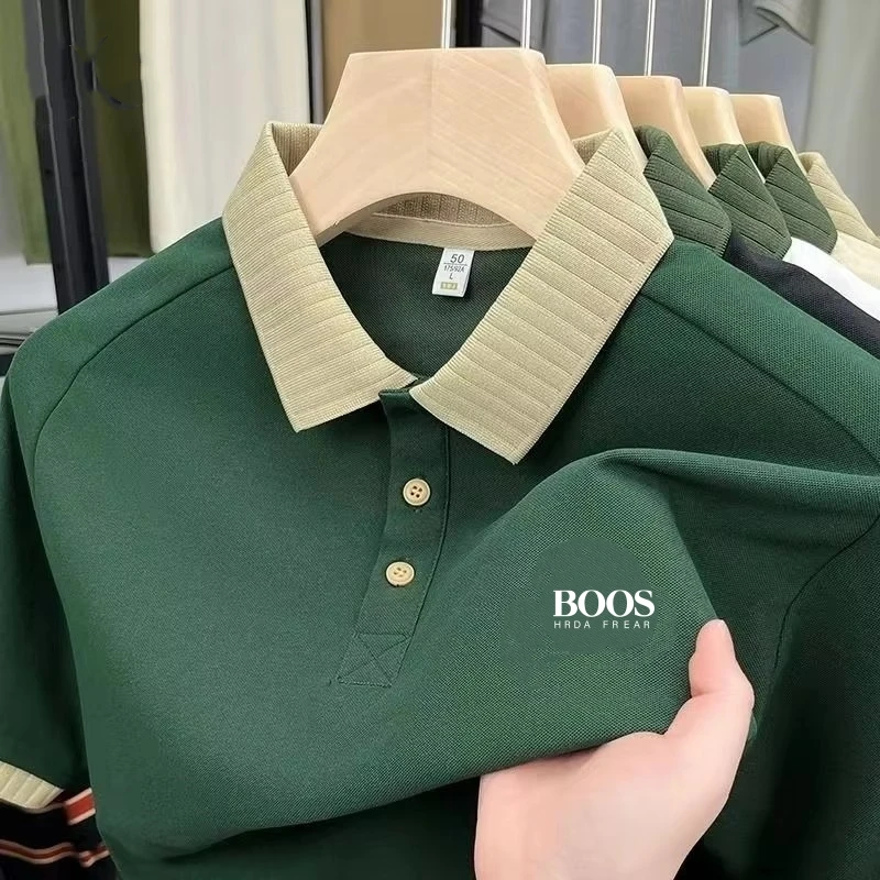 

New men's high-quality short sleeved polo shirt, summer fashion, casual, sweat absorbing, breathable and cool top