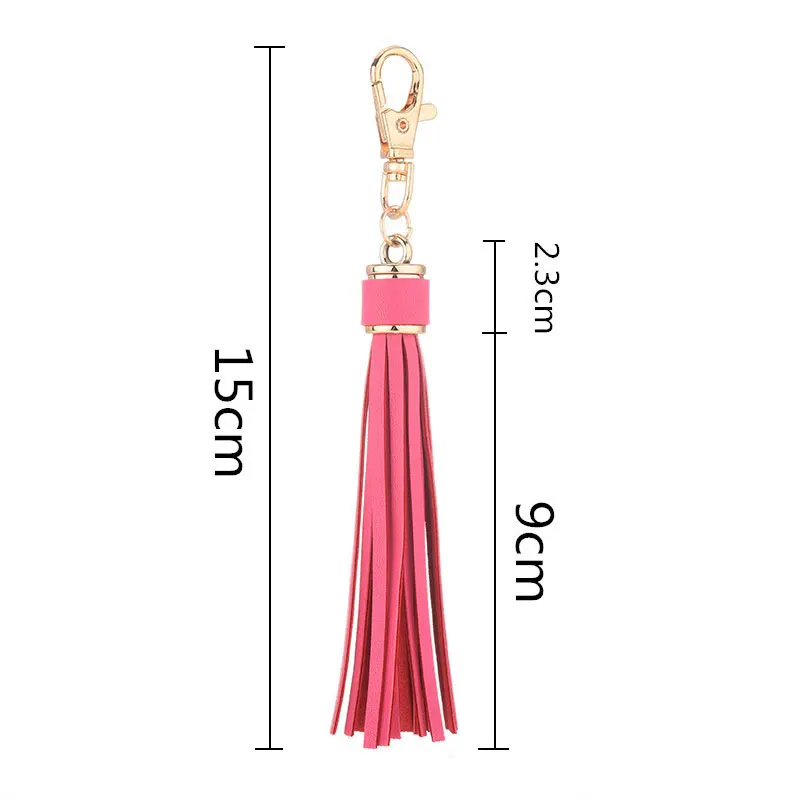 Polychromatic Tassel Keychain With Lobster Buckle Stylish Schoolbag Pendant Universal Bag Accessories Artificial Leather