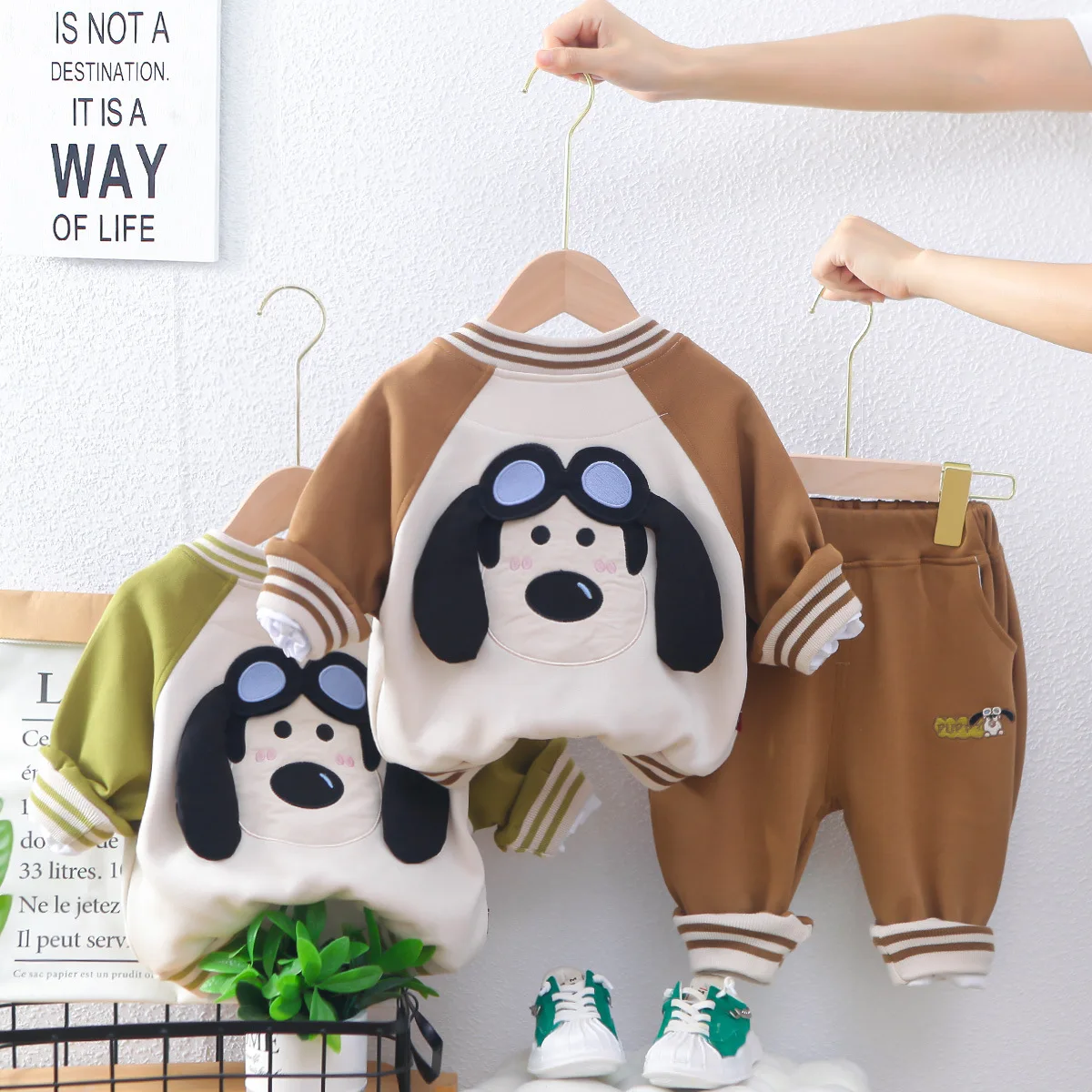 2024 Boys Baseball 3PCS Clothes Set Spring Autumn Cute Cartoon Coat Cotton Shirt Striped Pants Suit Toddler Boys Outfits