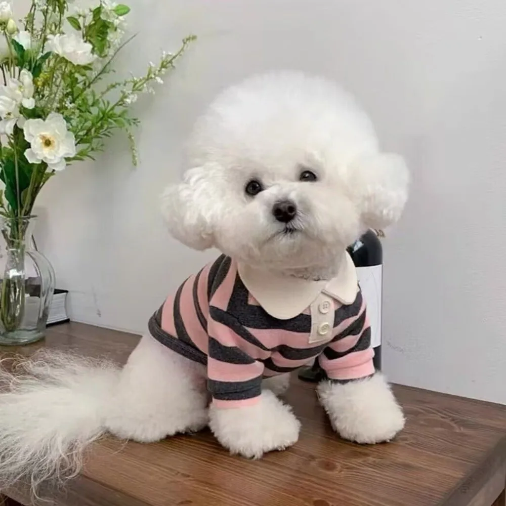 Fashion Collared Style Dog Striped Shirt Breathable Soft Dog T Shirts Comfortable Cooling Vest Pet Hoodie Outdoor Activities