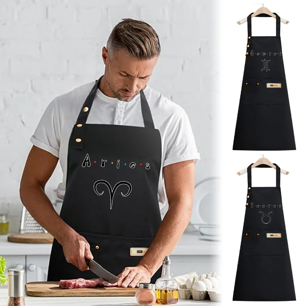 

Apron Cook Clothes Kitchen Essential Adjustable Straps Multiple Pockets Waterproof Stain-Resistant Baking Accessoryconstellation