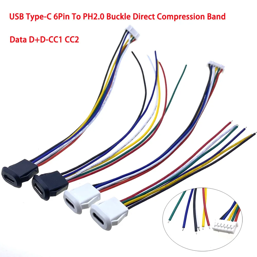 Conector tipo C tipo C con hebilla de tarjeta hembra 5A puerto de carga rápida de alta corriente USB-C enchufe de cargador 2 4 6 pines USB