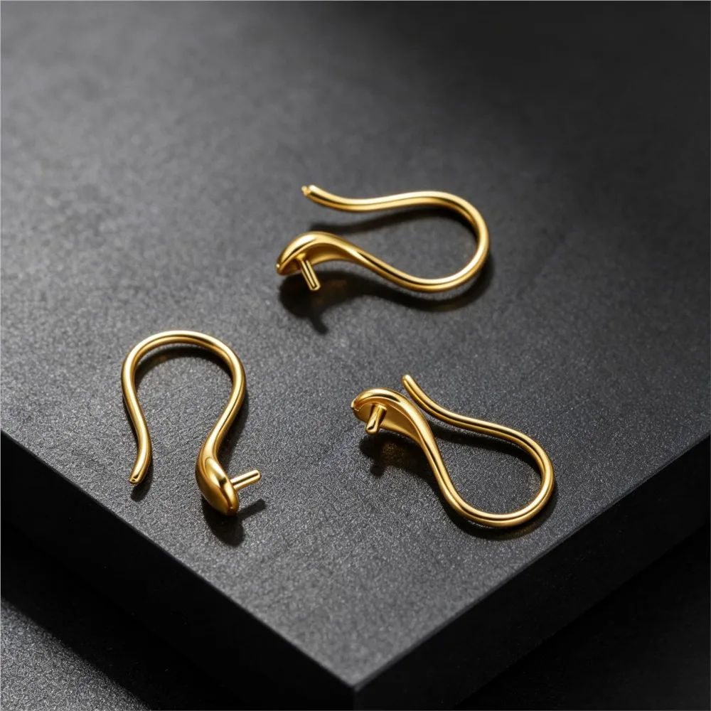 4/8/12Pcs Stainless Steel Earrings Hooks with Ear Wire Mounting Base DIY Pearls Earring Findings Jewelry Base Parts Accessories