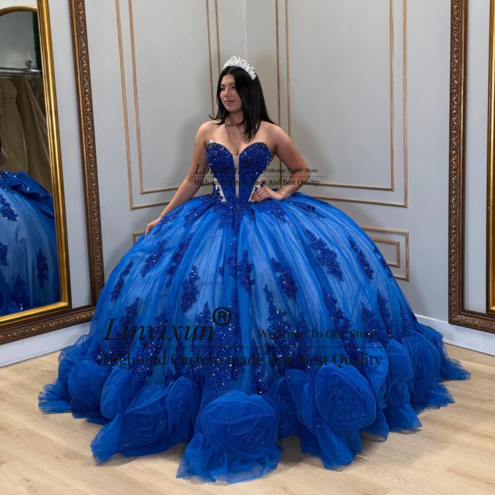 

Romantic Floral Quinceanera Dresses 2025 Roses Applique Ball Gowns for Girl Birthday Party Customized vestido quinceañeras