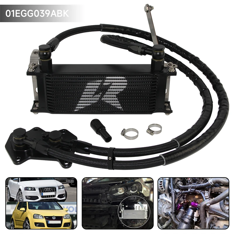 Aluminium 14 Row Oil Cooler Kit For VW Golf R GTI MK5 MK6 03-08 & AUDI A3/S3 06-08 Black