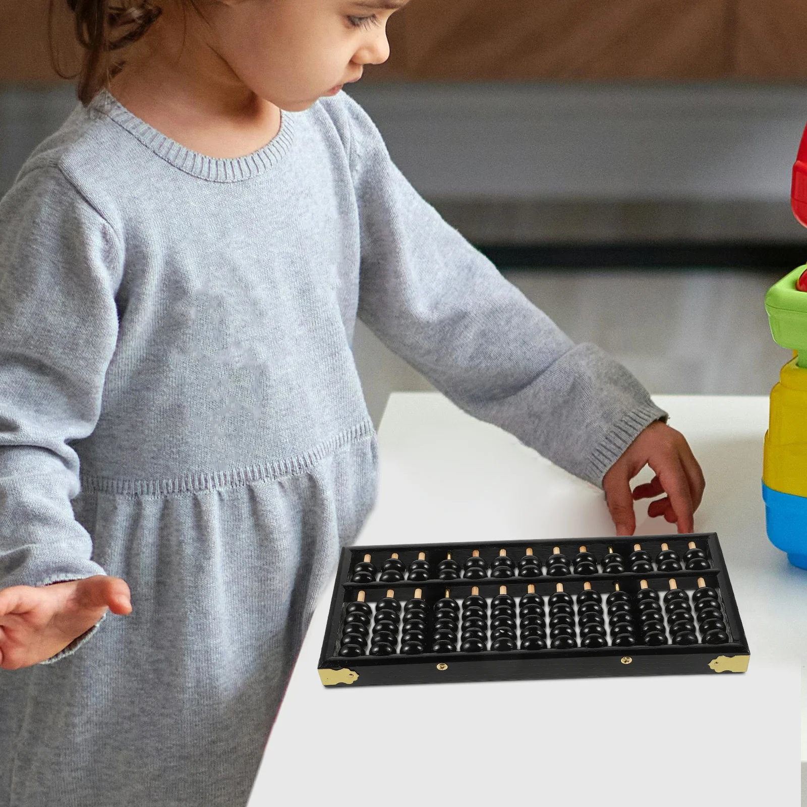 1 pz Abaco in legno massello 13 cifre Aste per bambini Studenti Matematica Apprendimento Bead Aritmetico Durevole Pratico Abaco