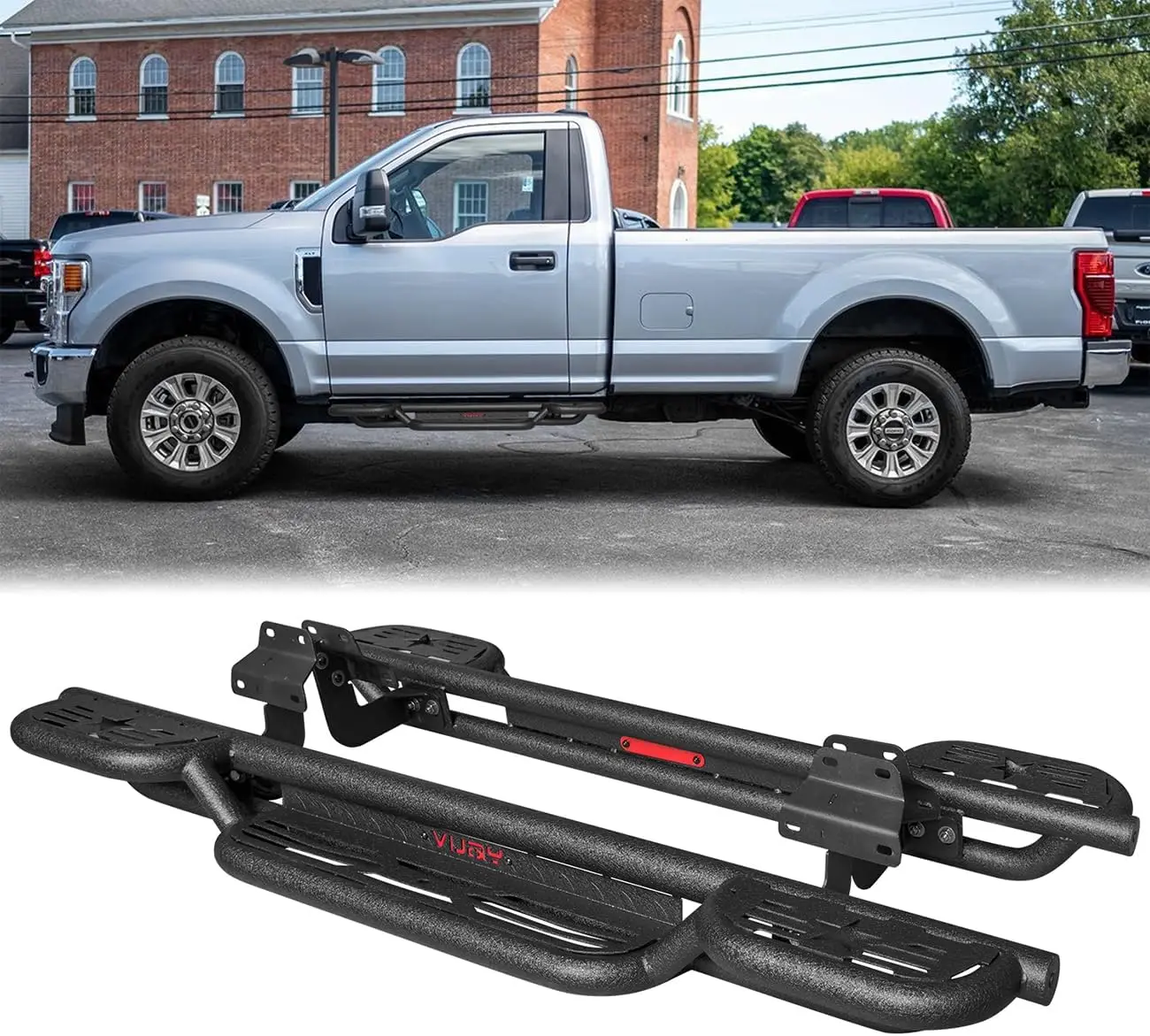 

Боковые подножки подходят для Reqular Cab 2015-2025 Ford F150 и Reqular Cab 2017-2025 Ford F250 F350 (стиль B)
