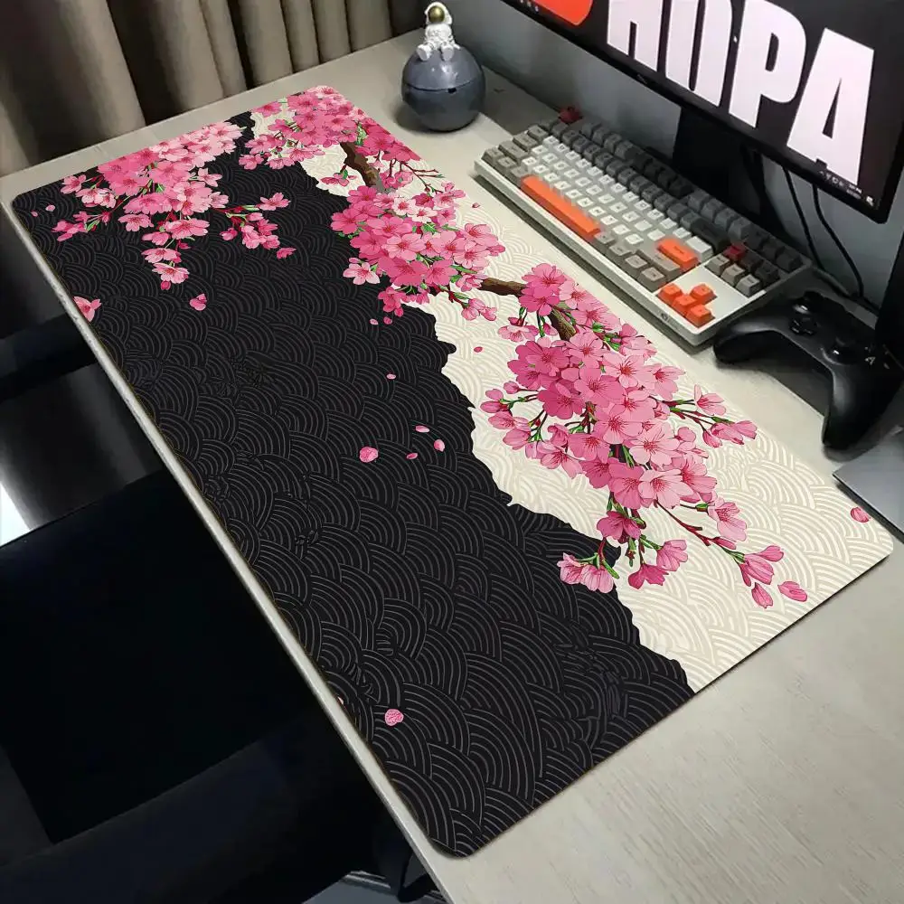 Romantic Cherry Blossoms Mouse Pad Desk Mat with Stitched Edge Non-Slip gaming mats pc accessories keyboard desk pad mauspad