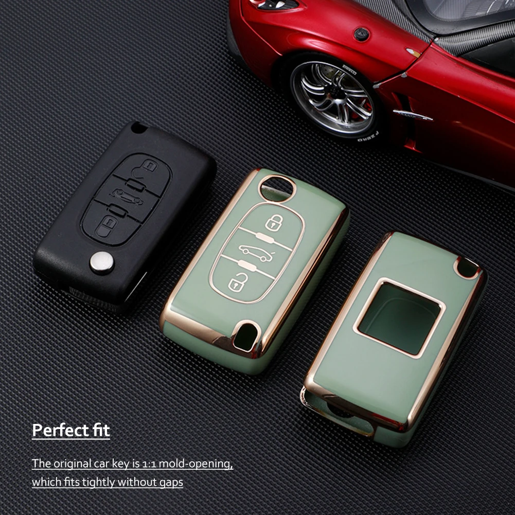 Plating TPU 2 3 Buttons Car Remote Key Case Cover Shell For Peugeot 107 207 307 307S 308 407 607 For Citroen C2 C3 C4 C5 C6 C8