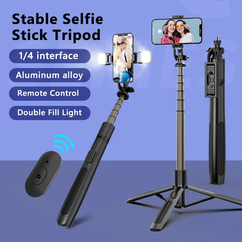 Q06 Selfie Stick Tripod 1.6m Retractable Selfie Stick with Wireless Remote Control for YouTube Video Overhead Shoot Tripod