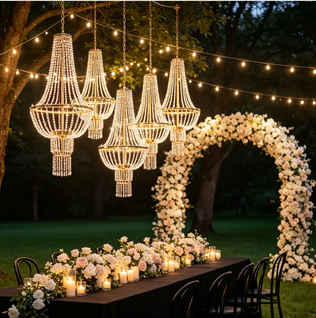 4-10pcs illuminated acrylic chandelier wedding decoration backdrop hangging center piece Canderabra birthday party holder home