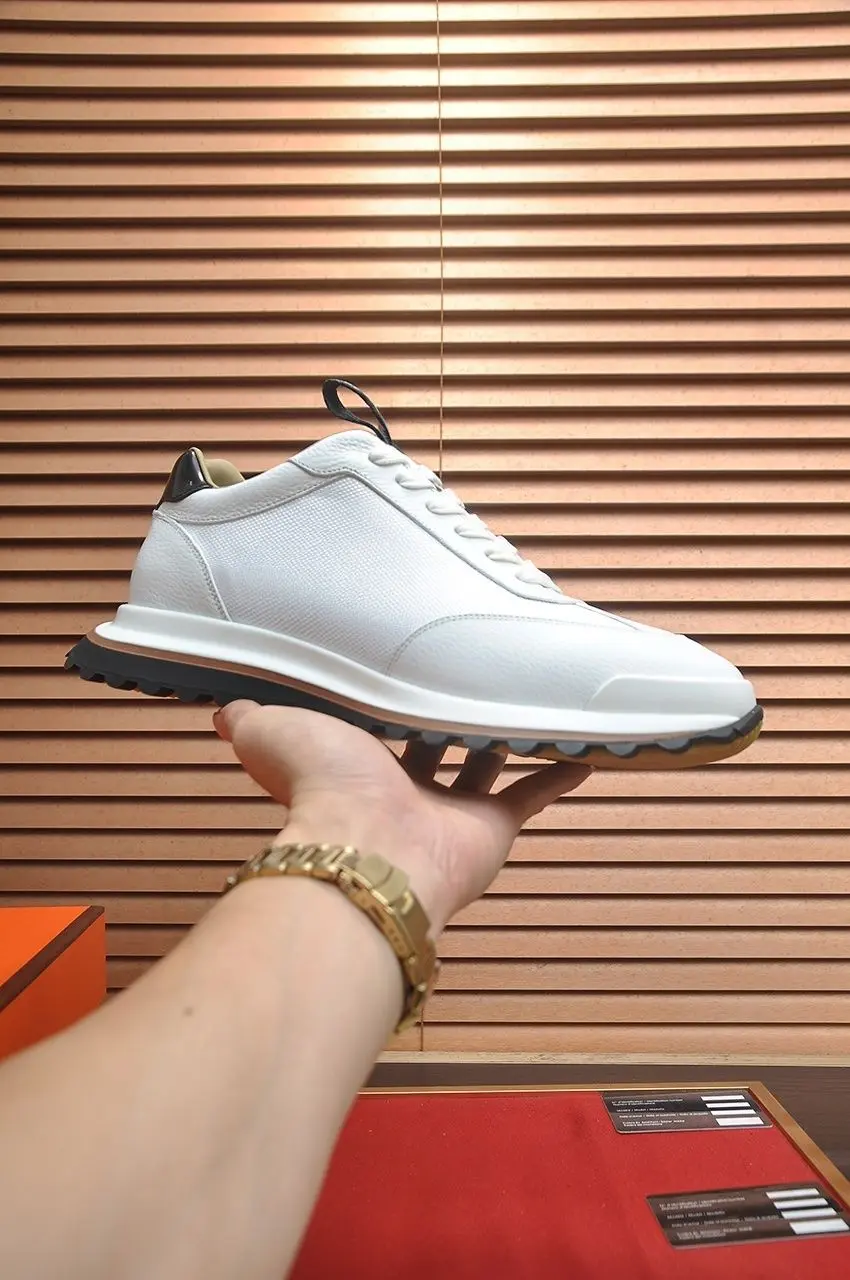 Unisex Fashion Chunky Casual Sneakers Textured Leather Upper Trend Multi-layer Thick Bottom Street Footwear