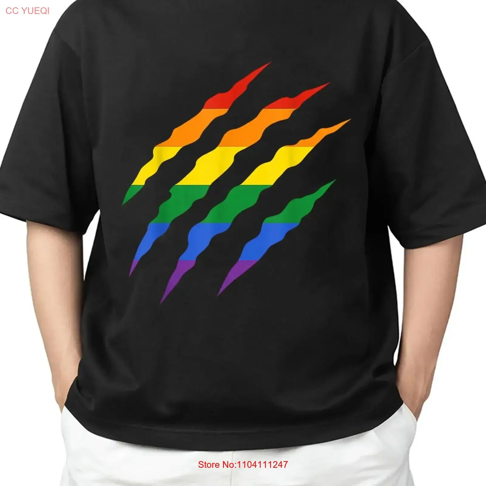 Rainbow Scratch Claw Pride Color Stripes LGBTQ T Shirt Vibe for Adults S 4XL vintage Washed Stylish Slightly streetwear