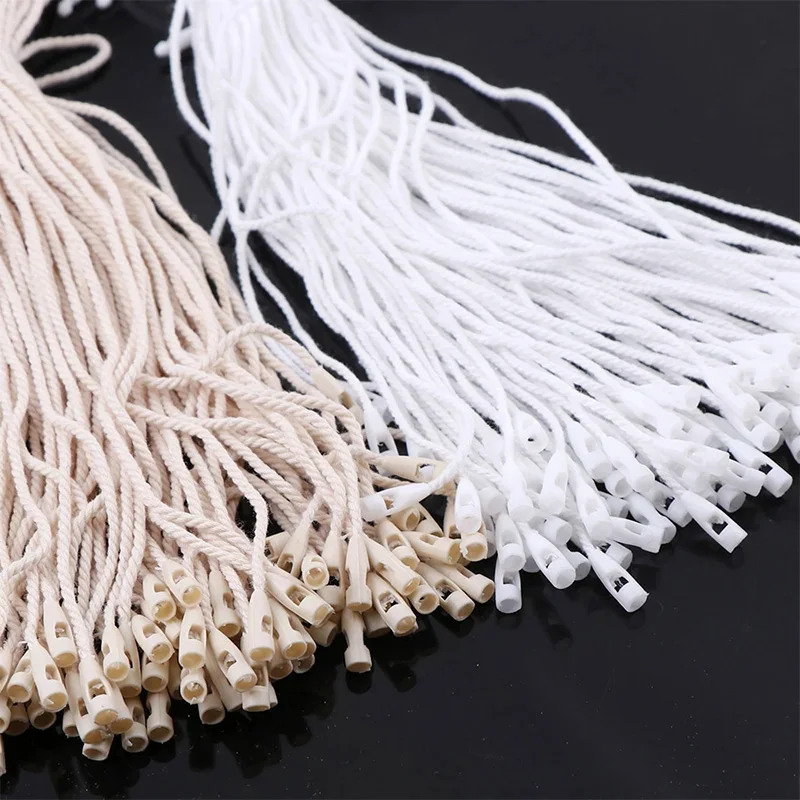 100pcs Clothes Plastic Tag Rope Black Rope String Snap Lock Pin Loop Tie Fasteners Diy Apparel Clothing Hang Tag Rope String