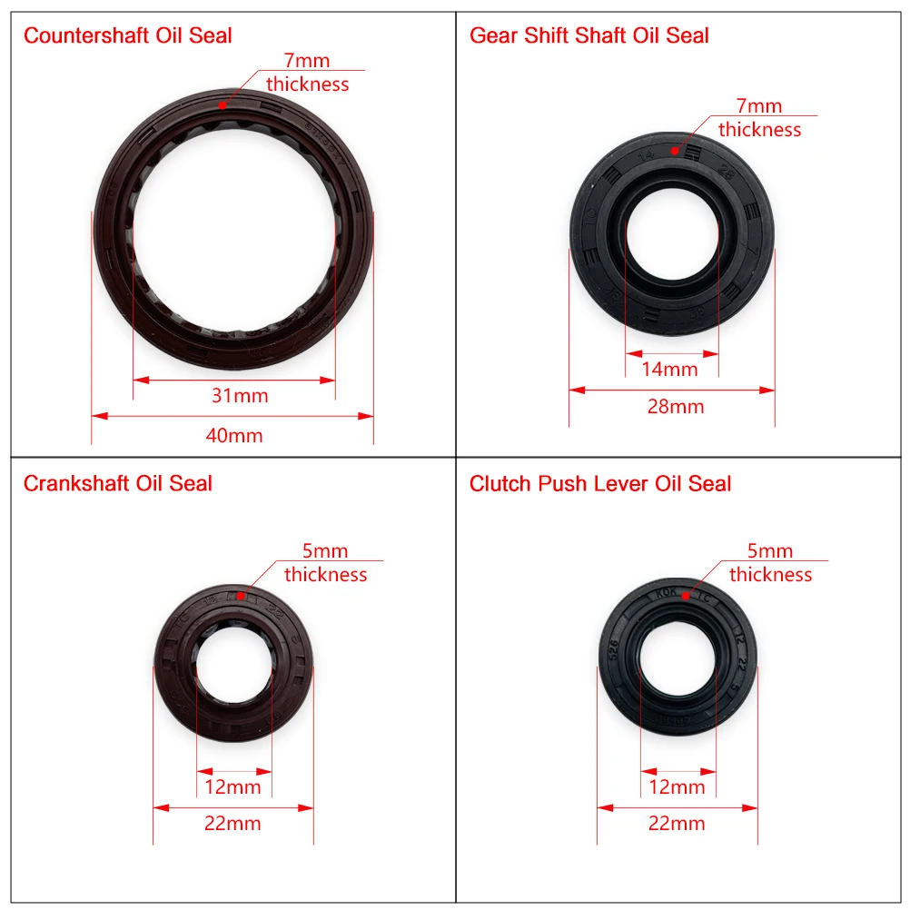 For YBS300 YB300H Full Engine Seal Kit Motorcycle Countershaft Seal Crank Seal Shift Shaft Seal Clutch Pushrod Seal LONCIN
