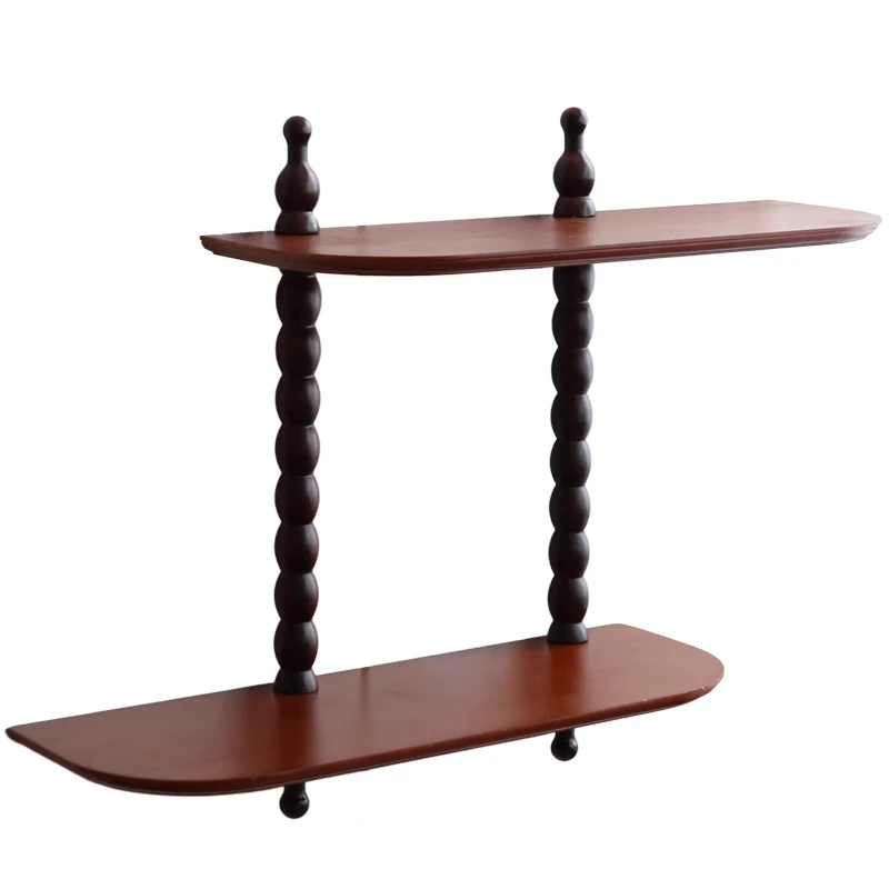 French antique creative wall non-punching shelf solid wood wall hanging porch retro high-end storage shelf