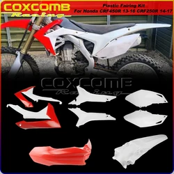Fairing For Honda CRF250R CRF450R CRF 250R 450R Dirt Bike Front Rear Fender Plastic Side Panels White Air Box Cover Number Plate