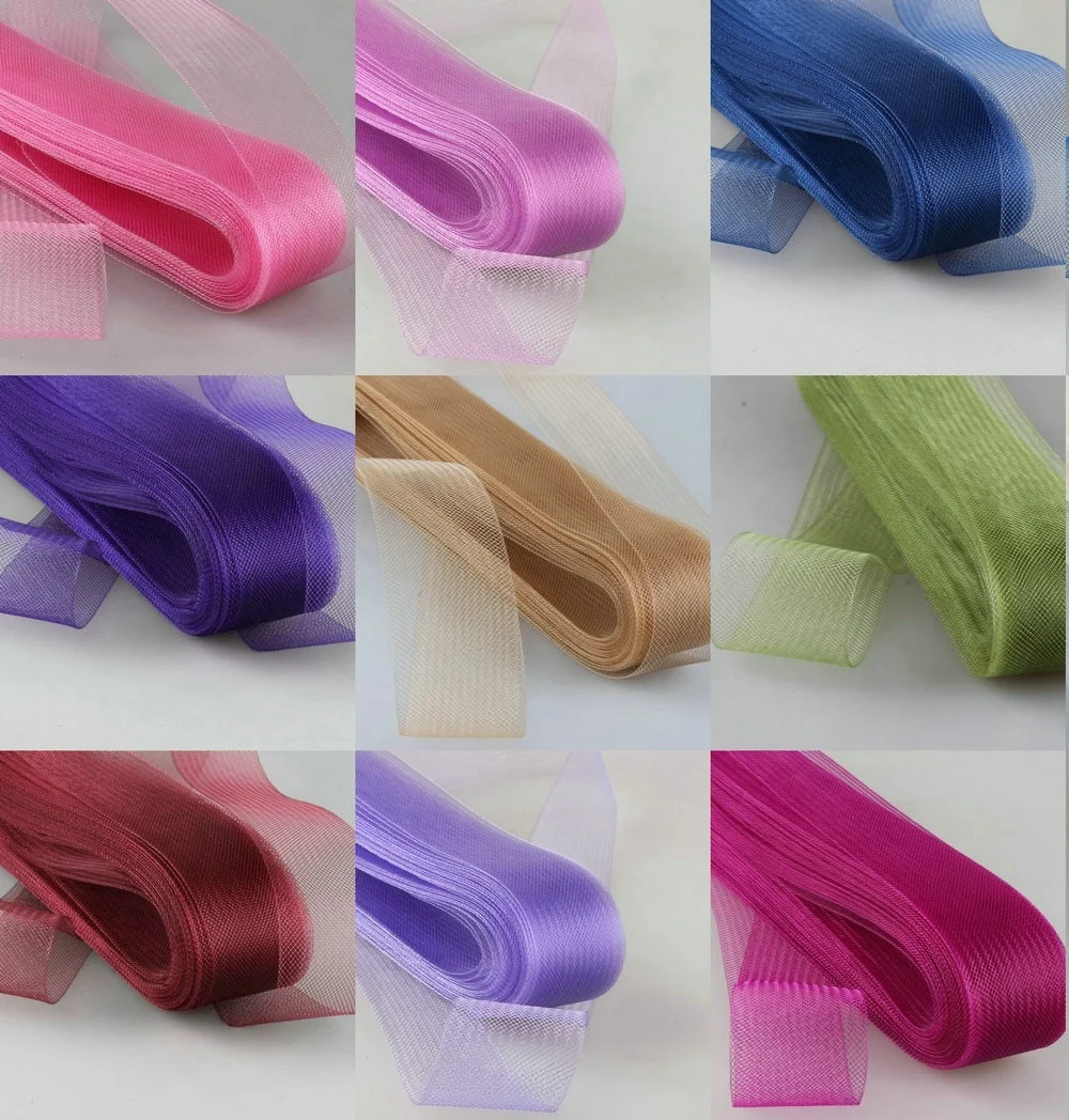 Soft Polyester Horsehair Mesh Braid Ribbon Plain Veiling Crin Braid For Flexible Sinamay Millinery Hat Trim