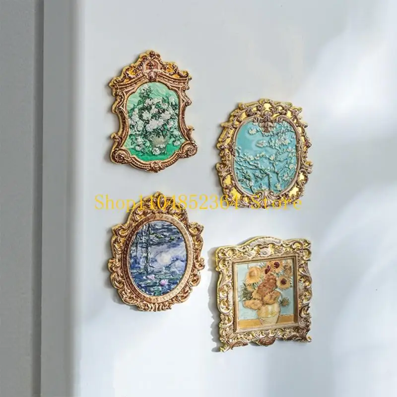 652F Künstlerische Metall-Kühlschrankmagnete mit Ölgemälde-Musterrahmen für elegante dekorative Dekorationen zu Hause und – Detail 5