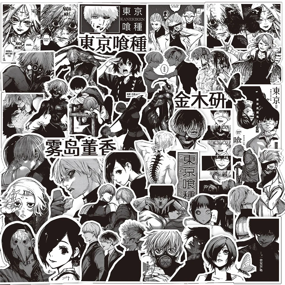 10/30/70pcs Kaneki Ken Tokyo Ghoul Anime Stickers Cool Black White Graffiti Decals for Phone DIY Suitcase Car Kids Sticker Toys