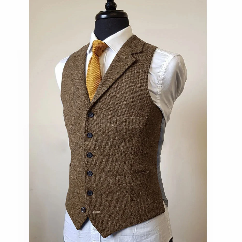 New Men's Vest Formal Man Vests for Men Business Casual Single Breasted Sleeveless Vest Herringbone Male Summer Gilet Waistcoat