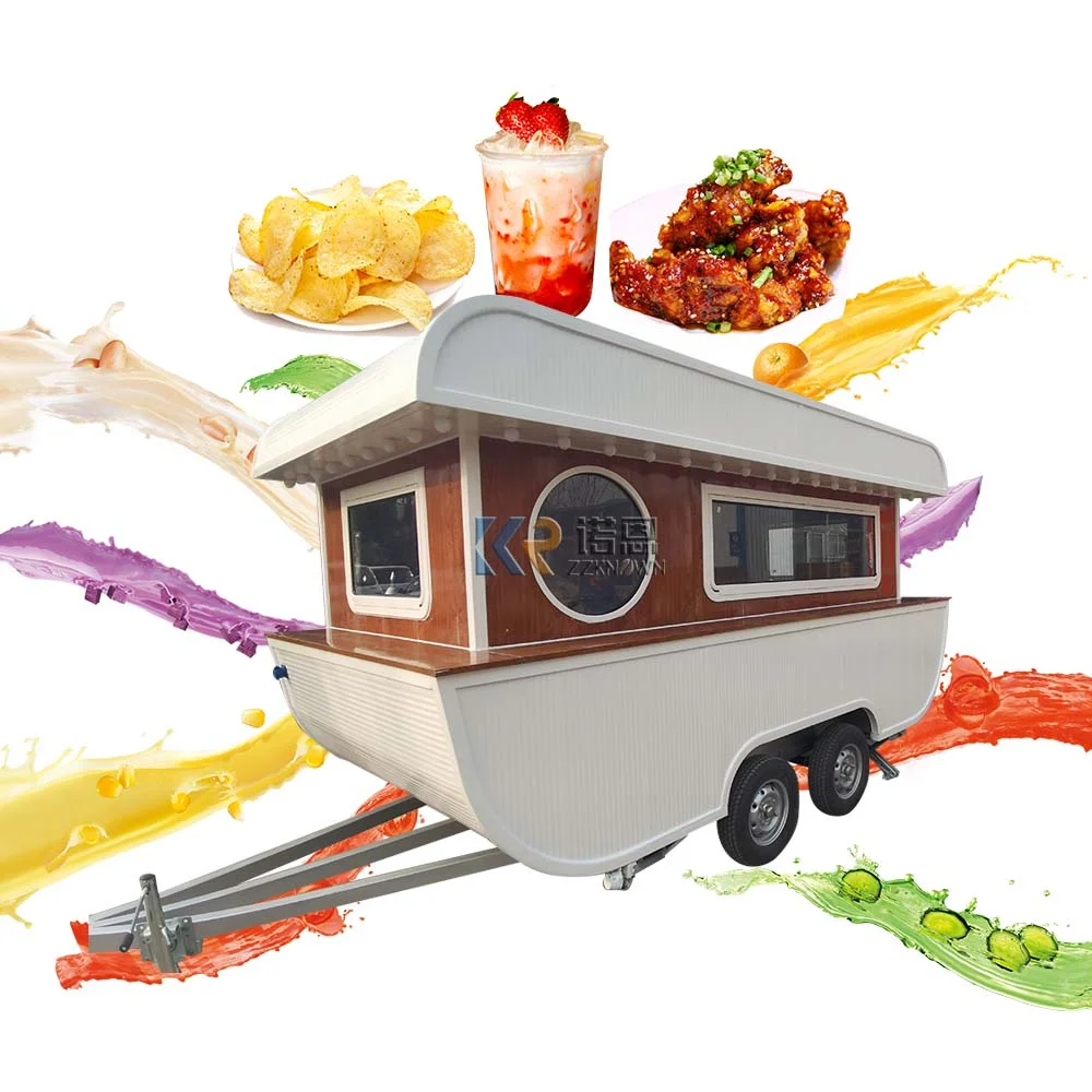 Food Trailer Mobile Hot Dog Pizza Kiosk Custom Fully Kitchen Equipments Fast Food Truck Van Ice Cream Snack Cart For Sale