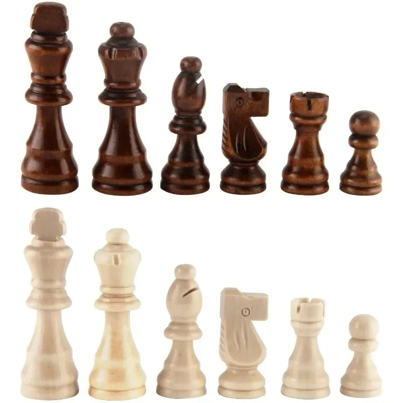 32 Pieses Wooden Chess Standard Tournamen Staunton Wood Chessmen 8cm King Height，Chess Pieces Only No Board