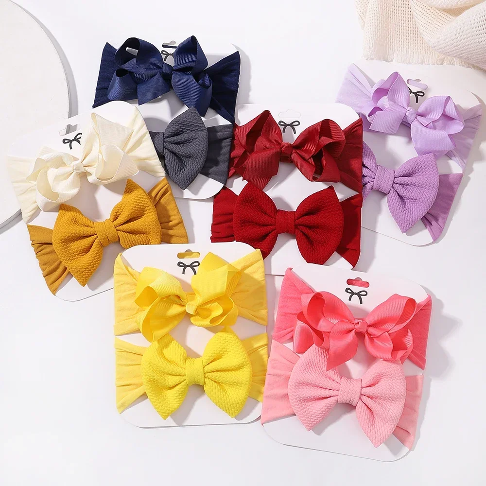 2Pcs Baby Girl Headband Infant Hair Accessories Bows Newborn Headwear Elastic Gift Toddler Bandage Ribbon Soft Bowknot Gifts