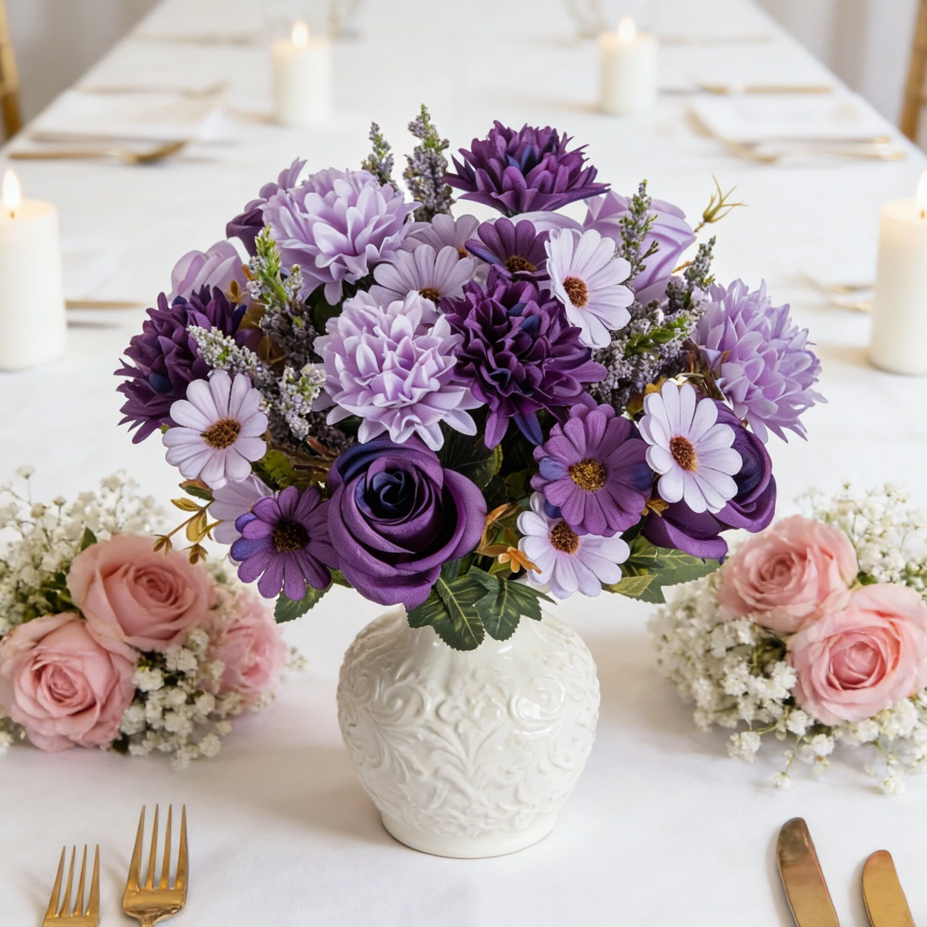 Ramo de flores artificiales para novia, corona de rosas, decoración para jardín al aire libre, hogar, habitación, mesa de oficina, accesorios para regalos DIY