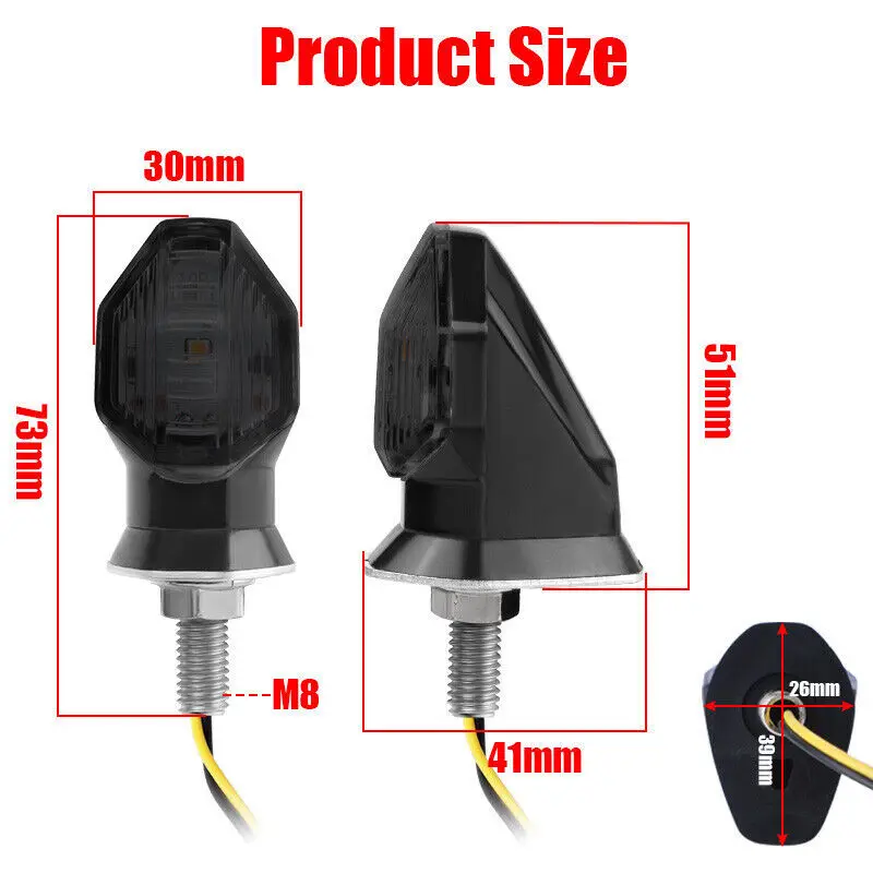 8mm Mini Motorcycle LED Turn Signal Lights 12V Moto Indicator Lamp Amber Blinker Turn Signal Lamps Motorbike Accessories
