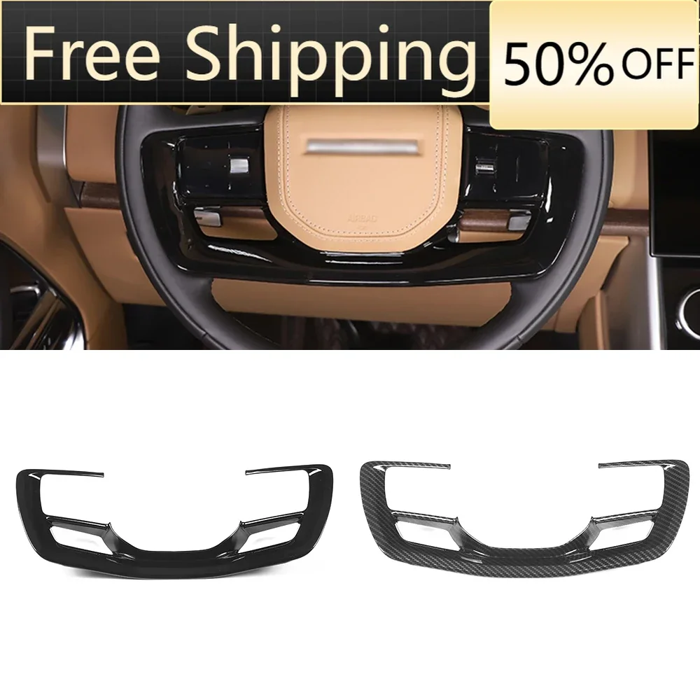 

Car Steering Wheel Decorative Frame Cover For Land Rover Range Rover Vogue L460 2023 Accessories ABS Carbon Fiber Style