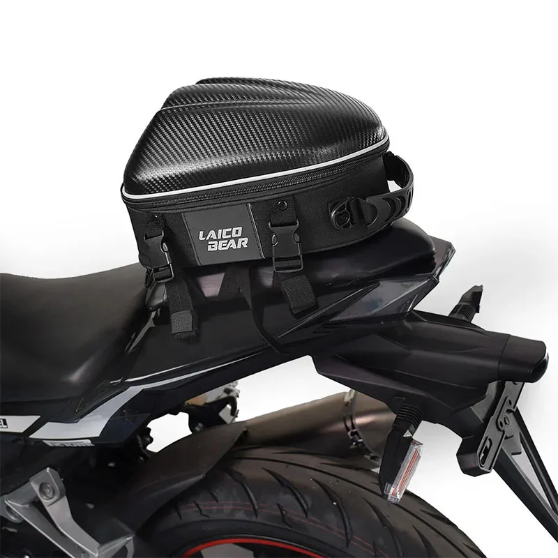 New Carbon Fiber Motorcycle Tail Bag Waterproof Motorbike Rear Back Seat Bag Moto Helmet Travel Bag Rider Backpack