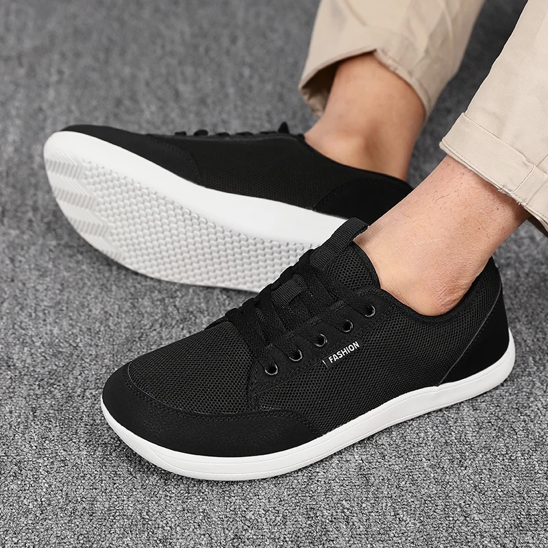 

Men's Fashion Sneakers Wide Toe Breathable Barefoot Sports Large Size New Trendy Black Mesh Casual Flat Shoes Tenis Para Hombre