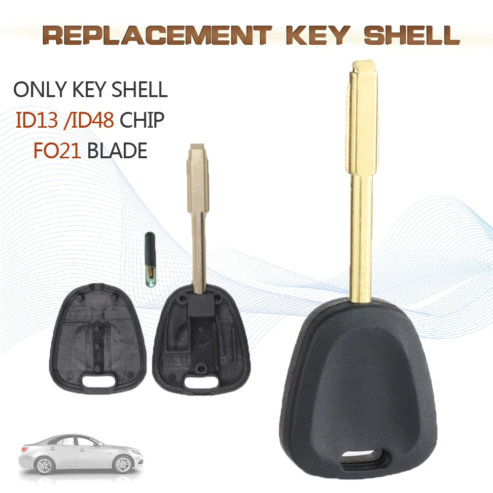 KEYECU Transponder Key Shell for 2000 2001 2002 2003 2004 2005 2006 Jaguar XJ XK  ID48/ID13 Chip With FO21 Blade