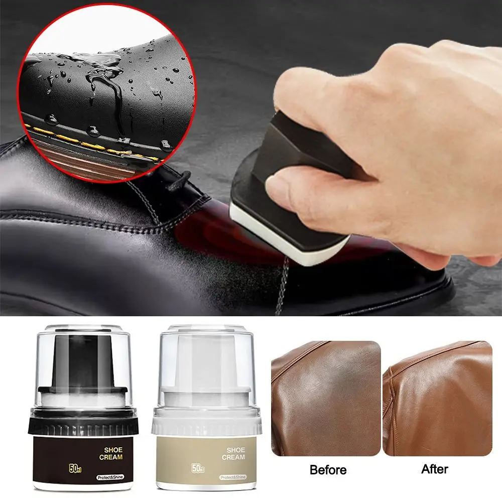 Leather Repair Cream Liquid Shoe Polish Shoe Care Cream with Sponge Applicator for All Kind of Leather Surfaces