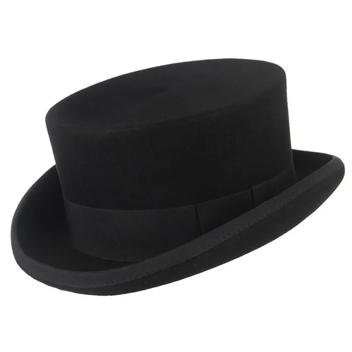 Imagen 1 del producto Sombrero de copa para hombre, sombrero de lana, sombrero Derby, Otoño Invierno, gorra de Jazz de estilo británico Vintage, sombrero presidencial, sombrero de mago de 11 cm de altura