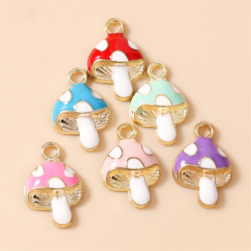 20 Stück 11x16mm Niedliche Emaille-Pilz-Anhänger für Schmuckherstellung, Halsketten, Ohrringe, Armbänder, DIY-Bastelzubehör – Detail 11