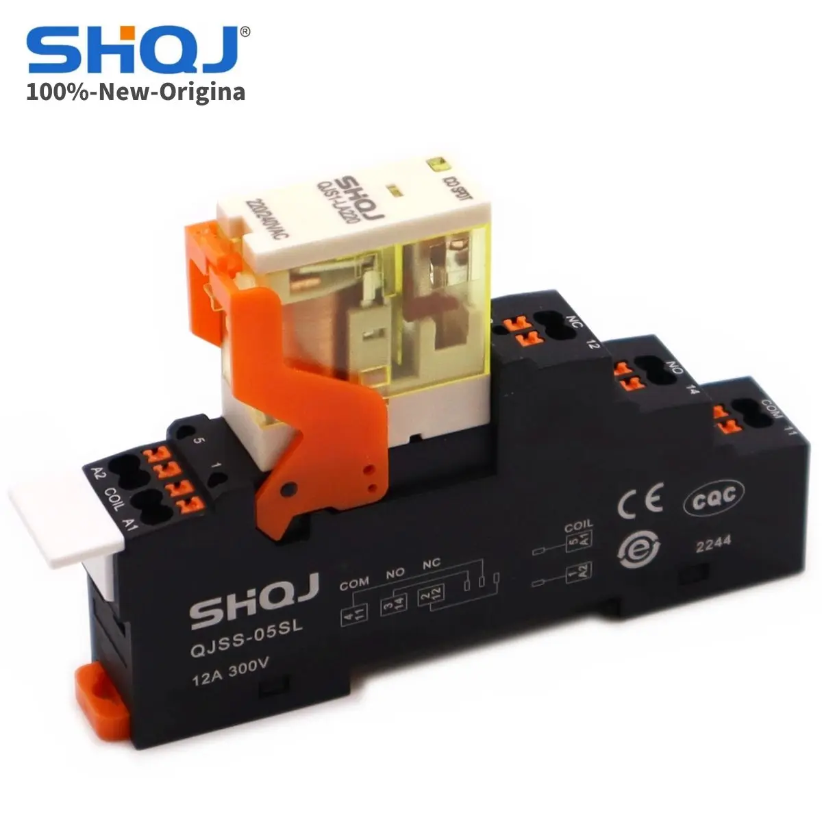 SHQJ 1CO/2CO industrial style power relay DIN Rail Mount Coil 12V 24V 110V 230V with light LED With Push-in terminal socket