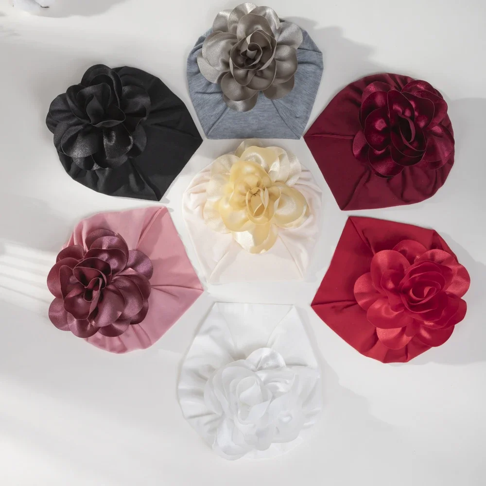 

1Pc Gorgeous Flower Solid Turban Baby Hats Topknot Caps for Newborn Girl Toddler Hospital Headwraps Babe Headwear Accessories