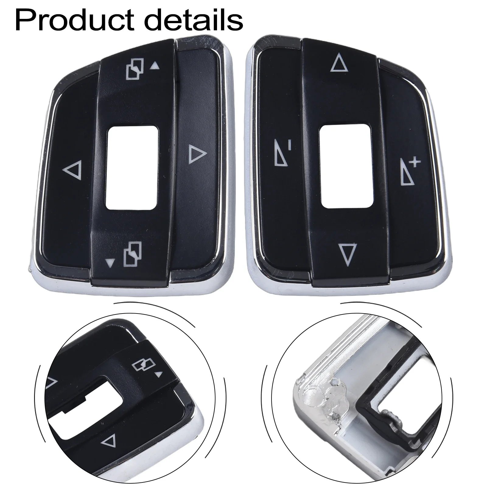 

(Left&Right) Button Cover 56D959538A ABS Black Car Accessories Replacement 1 Pair For Sharan Direct Replacement