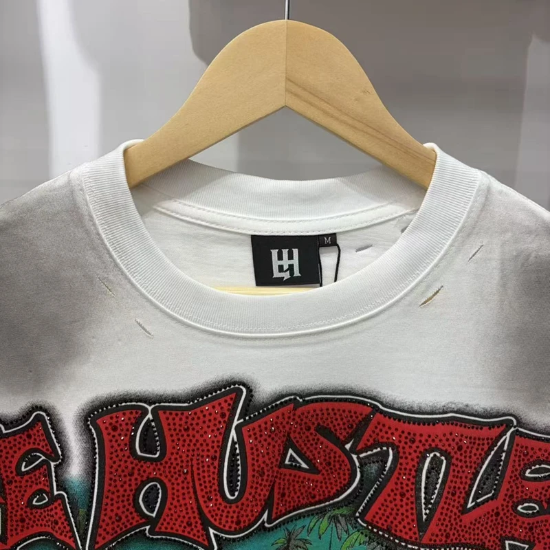 Hip-Hop Sportwagen Skelett Lustiges Grafik-T-Shirt Gotische Schrift Vintage Farbverlauf Distressed Kleidung Übergroße T-Shirts Herren – Detail 8